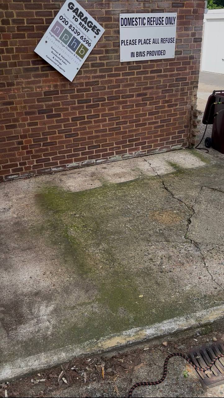 Dirty concrete before cleaning