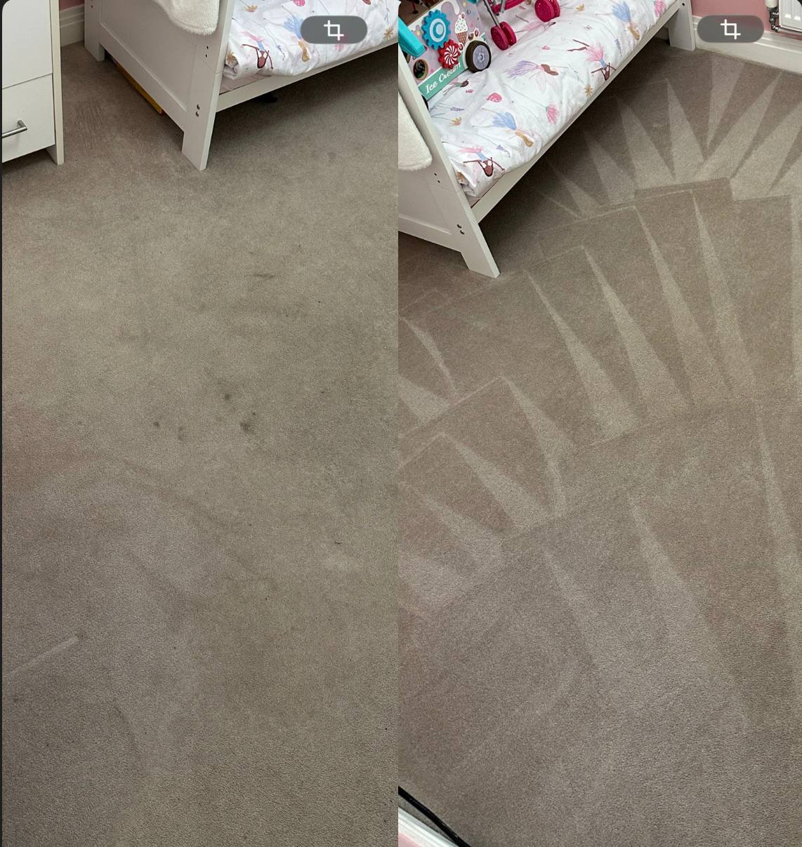 Carpet before and after steam cleaning
