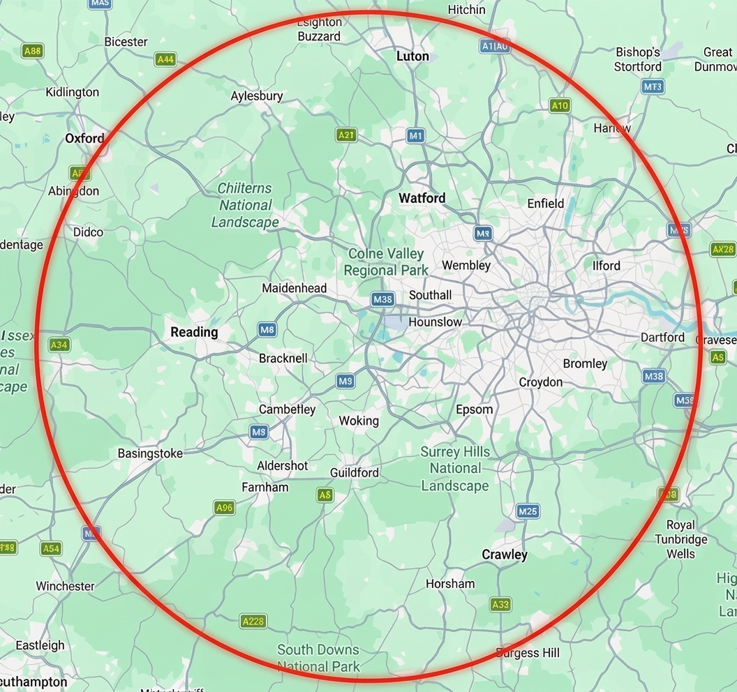 OnlyClean London & Home Counties Coverage Map