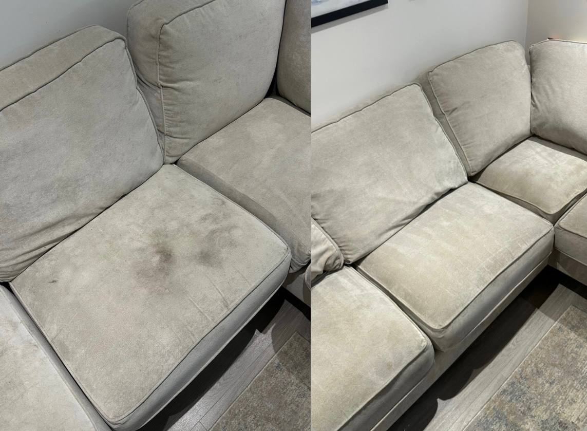 Sofa upholstery before and after cleaning